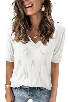 Womens Fashion Spring Summer Tops 2024 Short Sleeve Sweaters V Neck Lightweight Thin Knit Clothes Blouse - Guangzhou Boshi Apparel Co., Ltd. - China