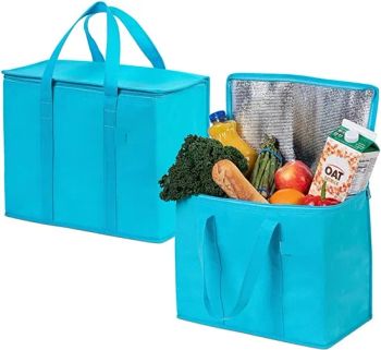 2 Pack Insulated Reusable Grocery Bag, Food Delivery Bag, Durable, Heavy Duty, Large Size, Stands Upright, Collapsible, Sturdy Zipper, Reusable and Sustainable - Ningbo General Union Co., Ltd. - China