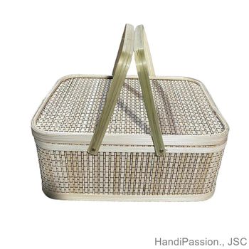 Handcrafted Bamboo Storage Basket with Lid for Gift Box & Picnic Vietnam - HANDIPASSION., JSC - Vietnam
