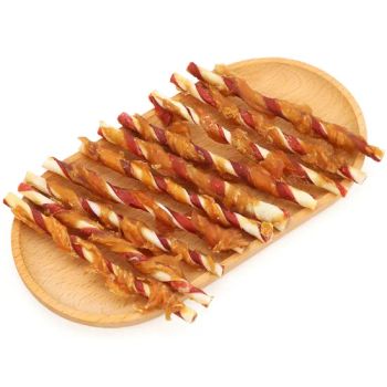 Grain Free Low Fat OEM Factory Chicken/Duck Wrap Double Color Rawhide Twist Pet Snacks for Dog - Qingdao Grand China Lucas Pet Foods Co., Ltd. - China