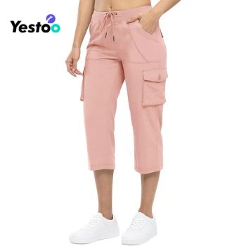 Womens Cargo Capris Lightweight Hiking Pants 6 Pockets Quick Dry Casual Outdoor Trip Loose Shorts Cropped Cotton - Amoy Yestoo Apparel Co., Ltd. - China