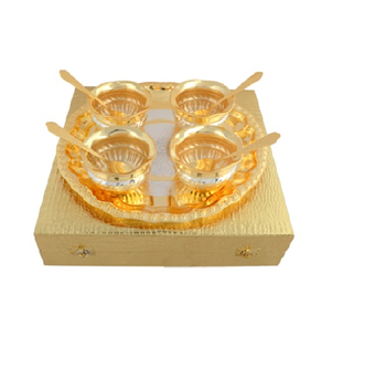 Silver Gold Plated Brass Fruit Bowl - Prem Crafts - India