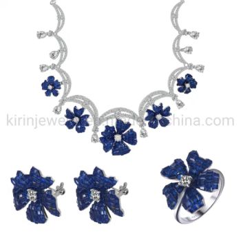 Luxury Elegant Crystal Bling Sterling Silver Necklace Rings Jewellery Sets for Wedding - Zhuhai Kirin Jewelry Co., Ltd. - China
