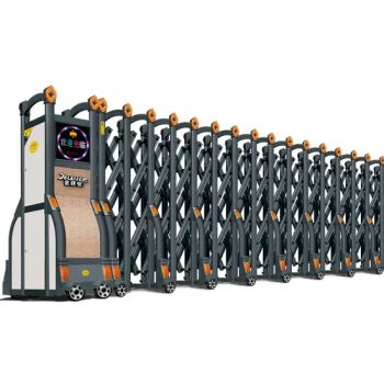 Industrial Automatic Aluminum Folding Collapsible Gates Trackless Folding Gate Aluminum Accordion Gate Modern Design - Foshan Jinjianye Electric Door Co., Ltd. - China
