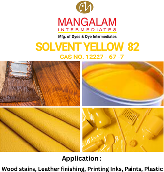 Solvent Yellow 82 Grade Powder Grade Company Age 22 Years Manufacturing Units Two Company Establishment Year 2002 Manufacturing Location Sachin Gidc, Surat, Gujarat, India - Mangalam Intermediates - India