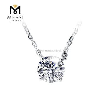 18K Solid Gold Jewelry 0.8 Carat White Moissanite Solitary Necklace - Wuzhou Messi Gems Co., Ltd. - China