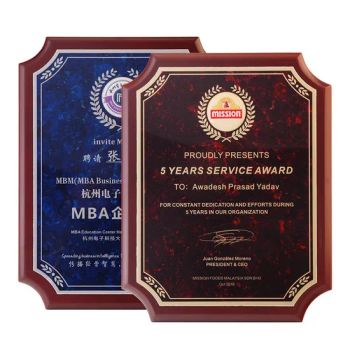 Awarding Supplies Blue and Red Shading Award Design Wooden Plaque - Pujiang Quefei Handicrafts Co., Ltd. - China