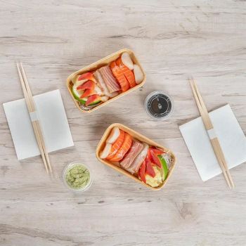 Biodegradable Take out Stackable Kraft Paper Food Containers Packaging Specialty Sushi Rolls Sashimi Paper Trays - Guangzhou Tiptop New Material Technology Co., Limited - China