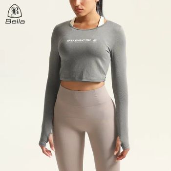 OEM/ODM Womens Long Sleeve Workout Crop Tops Athletic Yoga Running Cropped Tops Slim Fit Gym Shirts - Xiamen Bella Fitness Co., Ltd. - China
