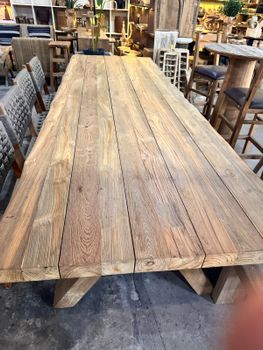 Dining table Vintage teak wood solid Dark Brown Price $1200 Thickness 7 Cm Dimensions 240 Cm X 100 Cm X 80 - Cimba Bali Exportindo - Indonesia
