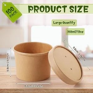 Kraft Paper Food Containers with Vented Lids to Go Hot Soup Bowls Disposable Ice Cream Cups - Wenzhou Qiangsen Import and Export Co., Ltd. - China