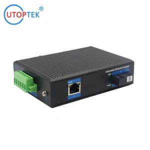 Industrial 10 100m Media Converter 1 RJ45 Port to Single Mode Dual Fiber Sc 20km DIN Rail Type 40 85 º C - Shenzhen Utop Technology Co., Ltd. - China