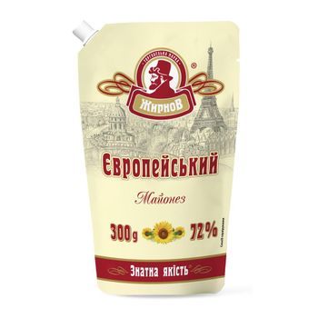 Mayonnaise "European" 72% doy pack 300g Shelf Life 6 months Place of Origin Ukraine Manufacturer Novo-Vodolazhkiy Oil-Fat Plant - Novo-Vodolazhskiy Oil-Fat Plant - Ukraine