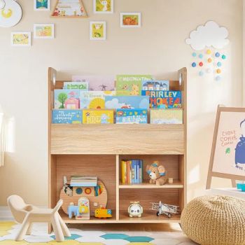 Modern Professional Grade Early Learning Center Storage Station with Protective Round Corners and Anti-Toppling Safety Hardware White Kids Bookshelf - Weifang Fine Life Household Products Co., Ltd - China