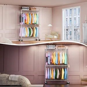 3 Tier Heavy Duty Clothing Wire Hangers, Metal Freestanding Hanger, Chrome - Dongguan Simply Metal Products Co., Ltd. - China