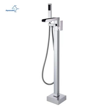Aquacubic Freestanding Tub Filler Waterfall Bathtub Faucet Floor Mount Brass Bathroom Faucets with Hand Shower (AF6010-2H) - Shanghai Aquacubic Sanitaryware Co., Ltd. - China