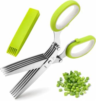 Vegetable Gadget Scissor Herb Scissors with 5 Blades and Cover Cool Kitchen Gadgets Cutting Shredded Lettuce Cilantro Fresh Onion Scissors - Ningbo Better Life Houseware Co., Ltd - China