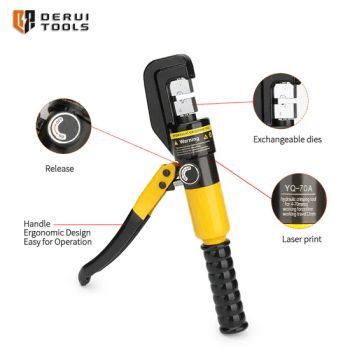 Yq-70 Hydraulic Crimping Tools for Cable Terminals Stroke 10mm Origin China Color Yellow Weight 2.5kg Model NO. YQ-70 Grade Industrial - Yueqing Derui Tools Co., Ltd. - China