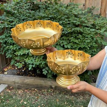 Lotus Urli Brass Bowl Set For Decoration & Gifting (2 Pieces) - Da Designers - India