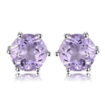 Wholesale 925 Sterling Silver Fine Jewelry Rhodium Plated Mini Amethyst Stud Earrings for Girls Gifts - Guangzhou Panyu Longlong Jewelry Factory - China