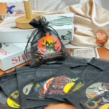 Gift Bags Custom Fabric Halloween Gift Bags with Drawstring Satin Jewelry Bags Velour Cosmetic Sachets Bags Cotton Organza Gift Pouches Small Cloth Gift Bags - Xiajin County Xiuzhen crafts factory - China