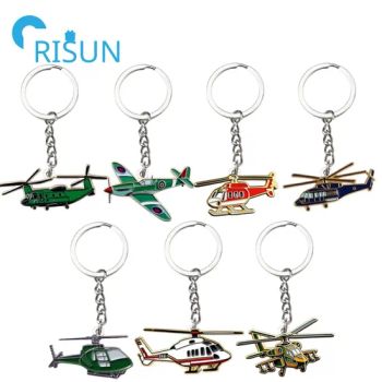 Custom Aircraft Pilot Gift Souvenir Metal Enamel Helicopters Chopper Key Chain Keyring Airplane Fighter Plane Military Aircraft Black Hawk Helicopter Keychain - Shenzhen Risun Trading Co., Ltd. - China