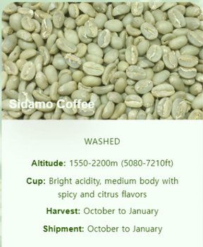 Ethiopian Sidamo Organic Arabica Green Coffee Beans | Washed | Fairtrade Certified | FOB Djibouti - Allthatnet - South Korea