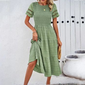 Spring New Design Grace Women Dresses Hollow Slimming Waist Mini Girls Dresses - Qingdao Yuyi International Trade Co., Ltd. - China
