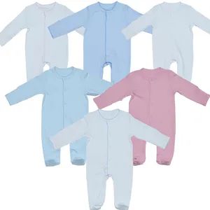 2024 Baby Infant Rompers with Picot Trim Thermal Luxury Combed Cotton Solid Color Long Sleeve Footed Baby Rompers - Shijiazhuang Cool Apparel Co., Ltd. - China