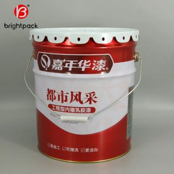 18L Custom Empty Metal Tin Paint Bucket Barrel Steel Red Coating Drum Bucket with Handle and Flower Lid - Wuxi Bright Packing Co., Ltd. - China