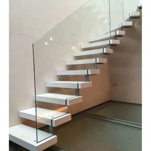 Orient Floating Stairs Hidden Stringer Wooden Tread Glass Railing Blustrade Straight Staircases - Foshan Orient Industry Co., Ltd. - China