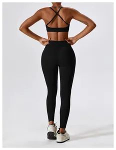 High Strength Running Sports Bra Leggings Set Brushed Tight Yoga Fitness Wear Suit Women Sports Wear - Market Union Co. Ltd. - China
