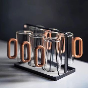 Durable High Borosilicate Glass Mug with Elegant Walnut Design - JINAN FLAME GLASSWARE COMPANY LIMITED - China
