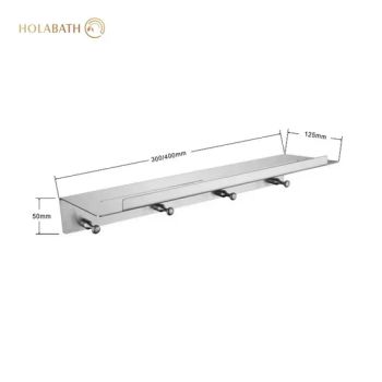 Bathroom Accessories Metal Stainless Steel Wall Mounted Towel Rack with Robe Hooks - Jiangmen Mega Casa Co., Ltd. - China