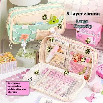 Simple and Cute Pencil Case&Large Capacity Cute Double Drawstring Fabric Pencil Bag - DINGNAN MINGHONG HANDBAG CO., LTD. - China
