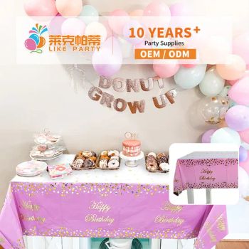 Happy Birthday Tablecloths Plastic Disposable Rectangle Tablecover Party Decorations Supplies - Baoding Likeparty Trading Co., Ltd. - China