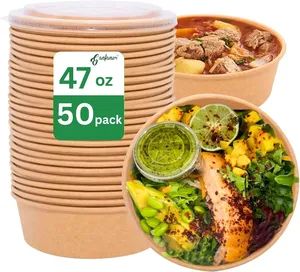 Eco-Friendly Disposable Round Paper Salad Bowls with Lids - Xinguokang Paper Co., Ltd - China
