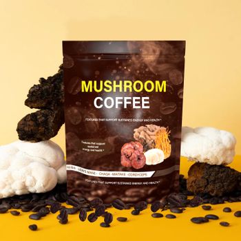 Brand OEM Organic Maitake Turkey Tail Reishi Chaga Lion's Mane Mushroom Extract Black Instant Mushroom Coffee from EcoRoma GmbH Brand OEM Organic Maitake Turkey Tail Reishi Chaga Lion's Mane Mushroom Extract Black Instant Mushroom Coffee - EcoRoma GmbH - Germany