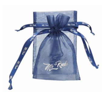 Blue Organza Drawstring Gift Bag with Customized Logo Printing Organza Jewelry Pouches Fabric Gift Pouch Wedding Favors - Wuhan Eco Faith Packing Co., Ltd. - China