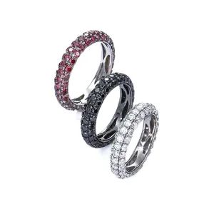 Custom Hiphop Shiny 925 Jewelry Fine Red Black White Color Crushed Ice Outed Moissanite Diamonds Eternity Rings with Certificate - Guangxi Wuzhou Xingyuegems Co., Ltd - China