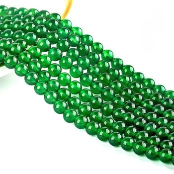 Genuine Round Green Agate Beaded Gemstone Chains Loose Crystal Onyx Stone Beads - Haifeng Alaric Inc - China