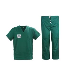 Green 100% Cotton Polyester Short Sleeves Medical Clothing Uniforms Cotton Surgical Gowns Hospital Scrubs PPE Supplier - Baymro Safety China Co., Ltd. - China