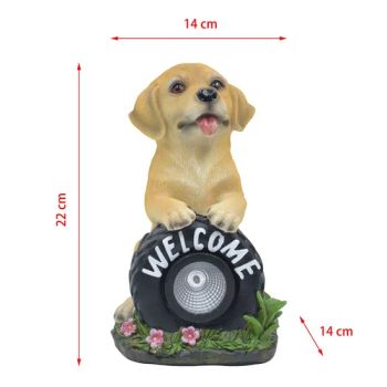 Outdoor Waterproof Funny Welcome Sign - Solar Powered LED Light Lawn Patio Yard Decoration, Resin Dog Statue Garden Ornaments - Global Custom Solutions Co.,Ltd - China