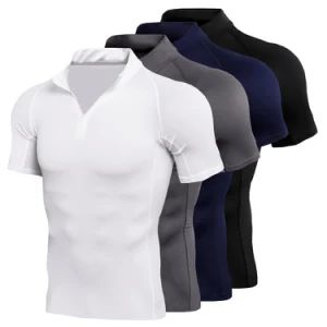 Short Sleeve Sportswear Men's Personal Trainer Work Clothes Stand Collar Zipper Fitness Clothes T-Shirt Cross-Border Quick Drying Clothes - Quanzhou Yilijia International Trade Co., Ltd. - China