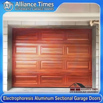 Modern Aluminum Double Layers Faux Wood Grain Sectional Overhead Electrical Automatic Security Garage Doors - Foshan Alliance Times Building Materials Co., Ltd. - China