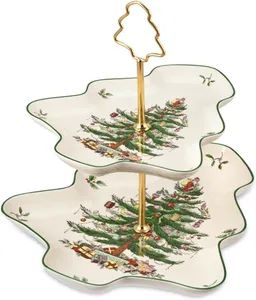 Dessert Cupcake Stand Christmas Tree 2-Tiered Server Plates Shape Tree Trademark MU Origin China Color Multicolor Feature Eco-Friendly - Market Union Co. Ltd. - China