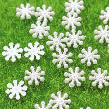 14mm White Acrylic Pearl Snow Beads 1000PCS Plastic Flower Flatback Snowflake Beads for Christmas Ornament Crafts - Yiwu Sola Craft Co, Ltd - China