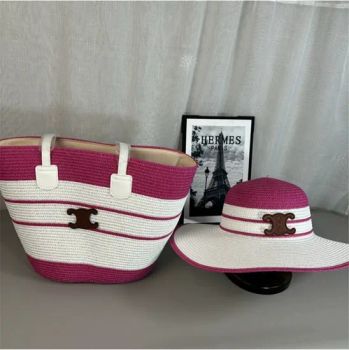 New Wholesale Custom Design Trendy Women's Bag Wide-Brim Straw Beach Tote Bags Holiday Summer Travel Sunscreen Hats Sets - Fujian Junqing Trade Co., Ltd. - China