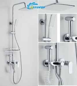 Wall Mounted Complete Brass Shower Faucet Set Mixer with Big Soap Dishes - Ningbo Huanyu Sanitary Ware Co., Ltd. - China