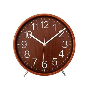 Wood Desk Clocks Battery Round Decor Table Clock Silent Sweep Quartz - Skylark Network Co., Ltd. - China